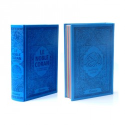 Le Noble Coran avec pages en couleur Arc-en-ciel (Rainbow) - Bleu